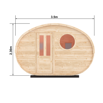 Preview: Fasssauna / Gartensauna / Banja / Oval 3,5 m ohne Vorraum