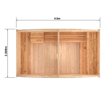 Fasssauna / Gartensauna / Banja / Oval 4,0 m mit Vorraum