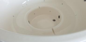Hot Tub 180cm Fiberglass mit außen Holzofen inklusive und Luxusausstatung, Thermo deckel, LED Beleuchtung