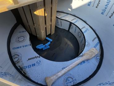 Hot tub 200cm Kunstoff mit inkl/ Holzofen, Holzdeckel, Edelstahl ringe