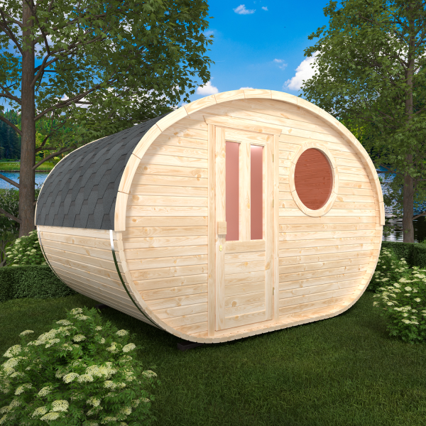 Fasssauna / Gartensauna / Banja / Oval 3,5 m ohne Vorraum